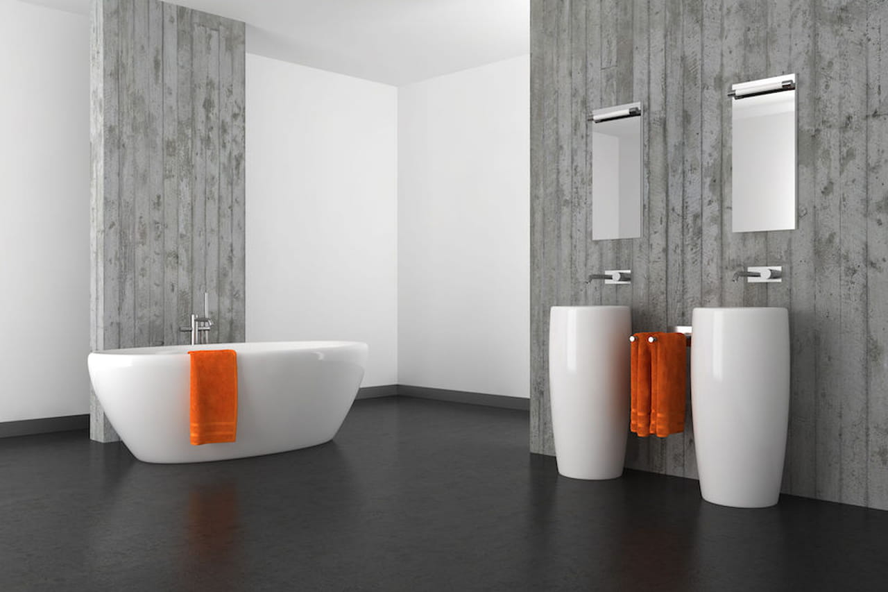 Linoleum, pavimenti di design, ecostenibili ed economici Un pavimento di cemento o legno